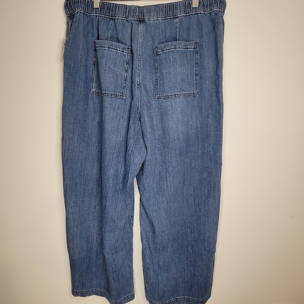 GAP Blue High Rise Wide-Leg Denim Trousers Size XL - Picture 4 of 11